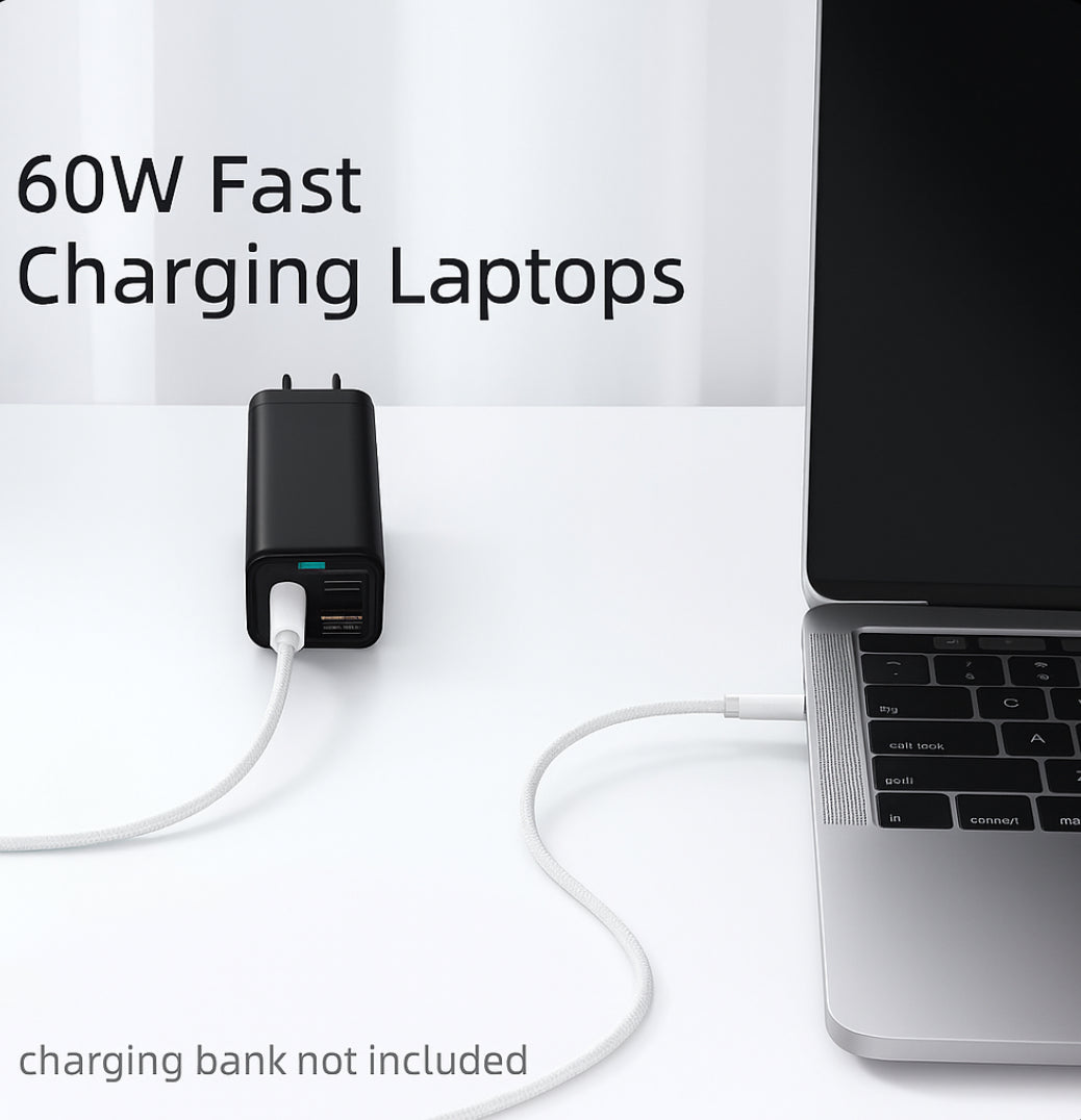 2 Pack 60W USB C Braided Charging Cable